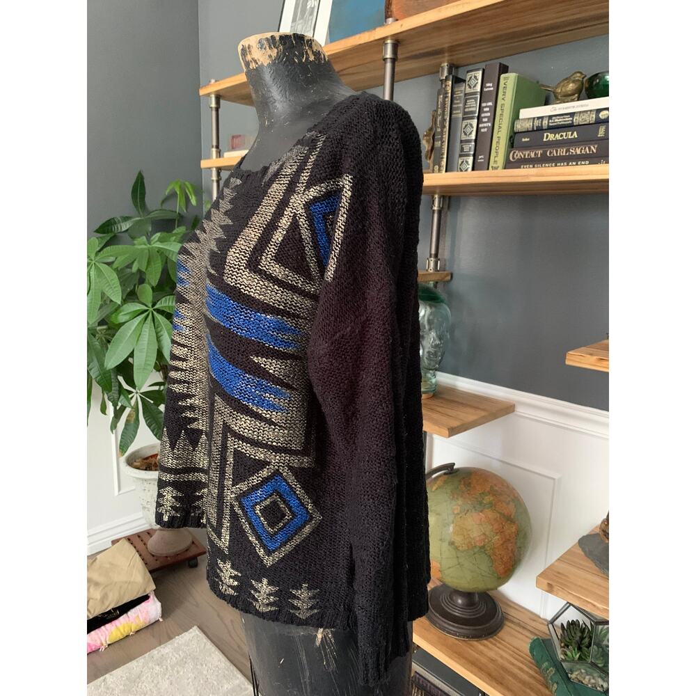 Abstract Design Sweater, 36 Point 5, Pullover, Large Cross, Geometric Pattern, - Picture 3 of 9